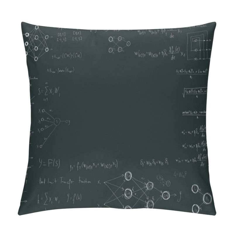 Personality  Formulas And Diagrams Computer Science And Data Science, Neural Network Diagrams And Calculation Formulas Pillow Covers