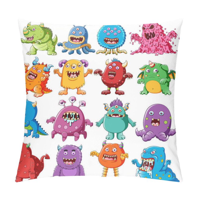 Personality  Collection Of Angry Character Monsters Of Illustration Pillow Covers