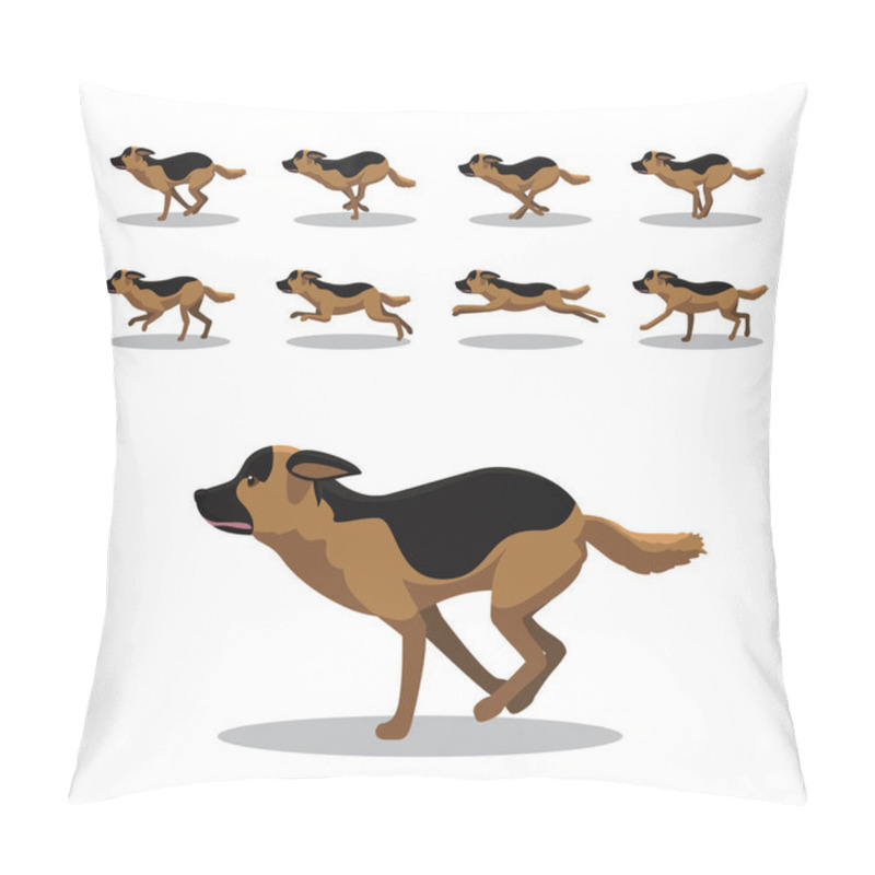 Personality  German Shepherd Running Side Cartoon Animation Frame Vector Pillow Covers