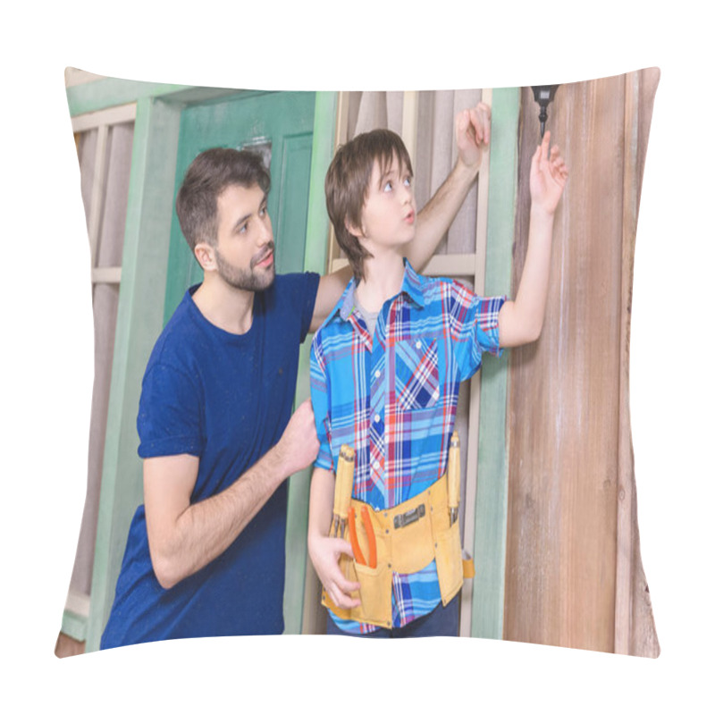 Personality  Father And Son In Tool Belt  Pillow Covers