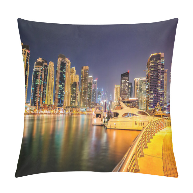 Personality  Night Dubai Marina Skyline, Dubai, United Arab Emirates Pillow Covers