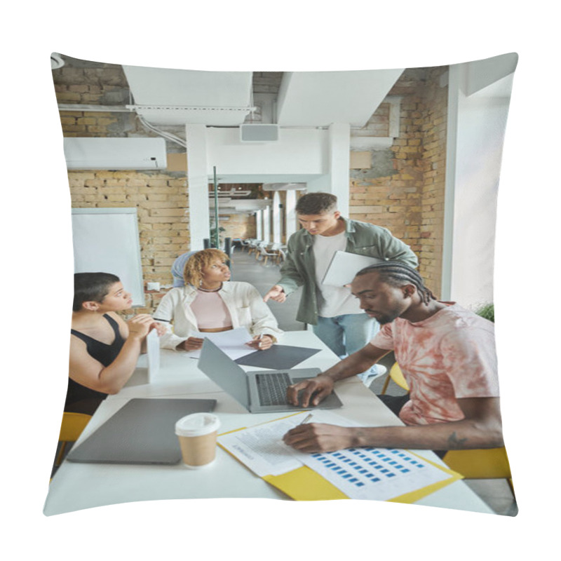 Personality  Group Of Diverse People Planning And Sharing Ideas About Startup Project, Coworking, Gen Z Business Pillow Covers