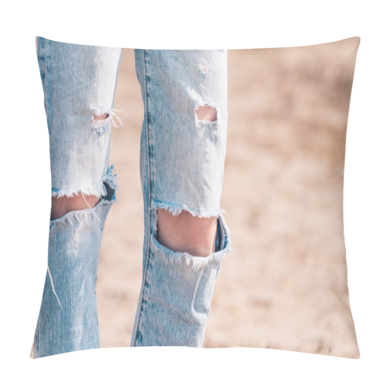 Personality  Womens Legs In Holey Jeans For Cooling The Body From The Heat. Pillow Covers