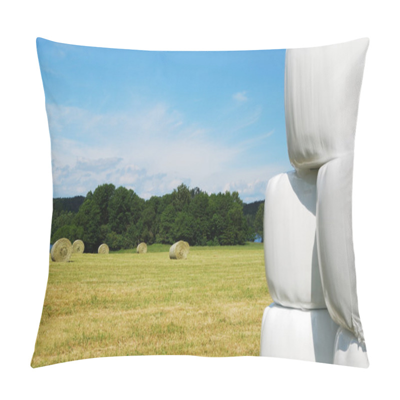 Personality  Harvested Field With Straw Bales Packaged Pillow Covers