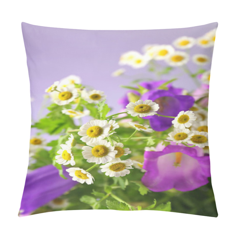 Personality  Beautiful Wild Flowers On Blue Background Pillow Covers