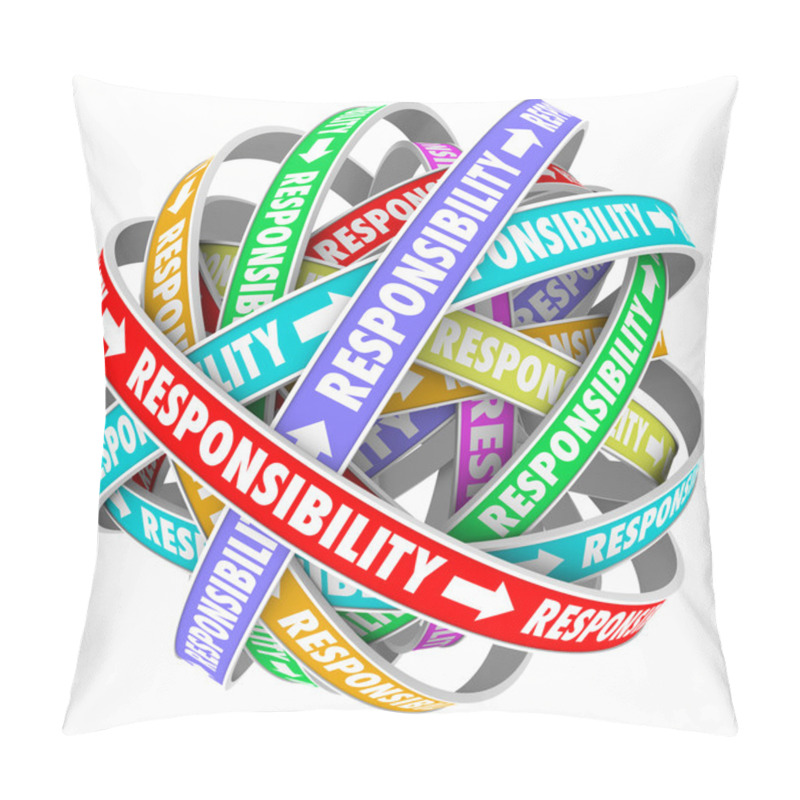 Personality  Responsibility Word On Ribbons In A Ball Or Sphere Pillow Covers