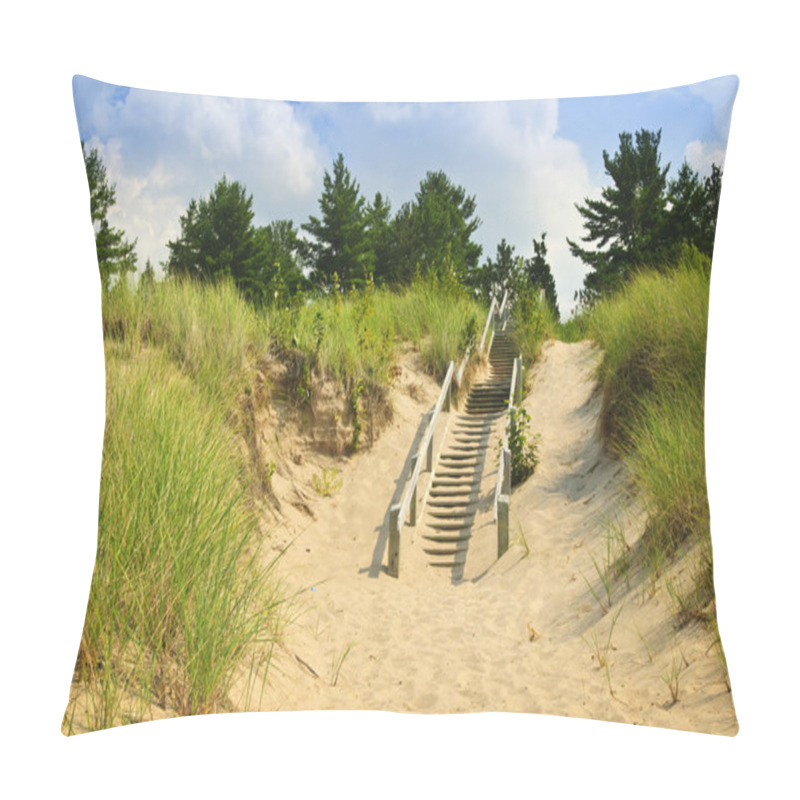 Personality  Wooden Stairs Over Dunes At Beach Pillow Covers