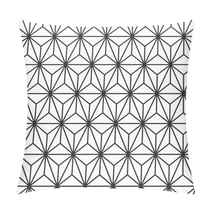 Personality  Abstract Black Triangle Line Pattern On White Monochrome Seamless Background Vector Illustration. Pillow Covers