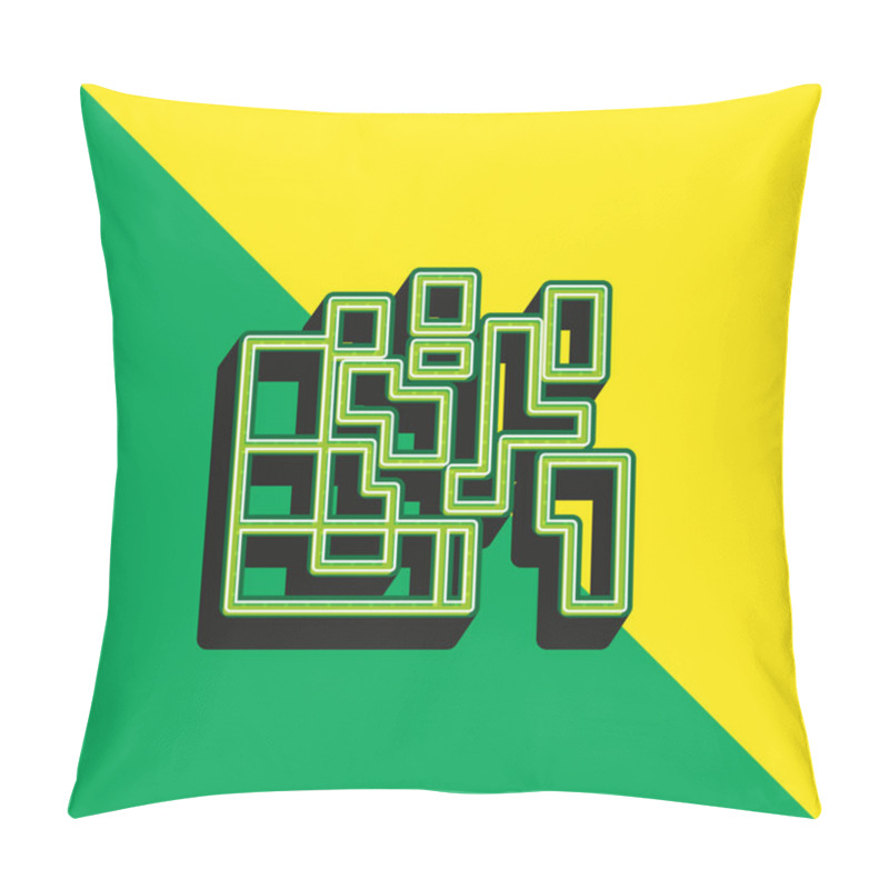 Personality  Artistic Squares Green And Yellow Modern 3d Vector Icon Logo Pillow Covers