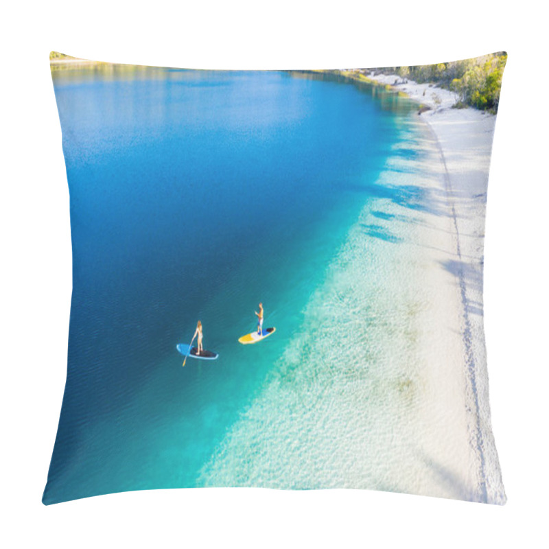 Personality  Couple Stand Up Paddle Boarding  On Lake Mckenzie, Fraser Island, Queensland, Australia Pillow Covers