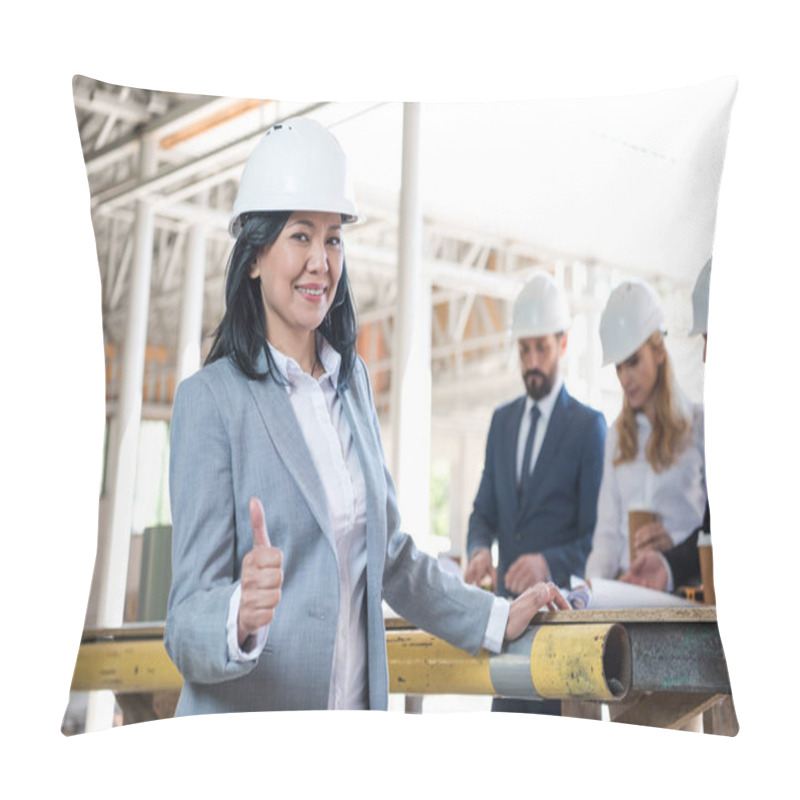 Personality  Asian Contractor Showing Thumb Up Pillow Covers