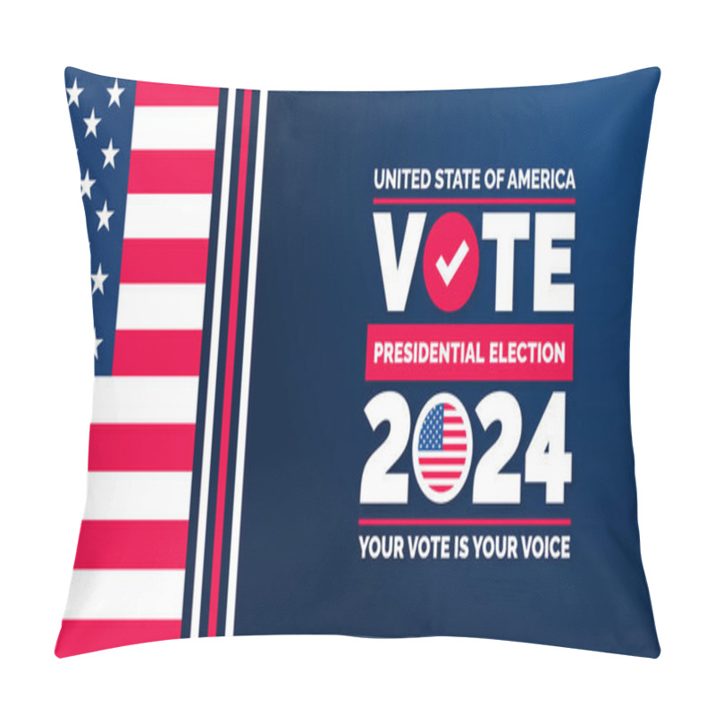 Personality  Presidential Election 2024 Background Design Template With USA Flag. Vote In USA Flag Banner Design. Election Voting Poster. President Voting 2024. Political Election 2024 Campaign Background. Pillow Covers