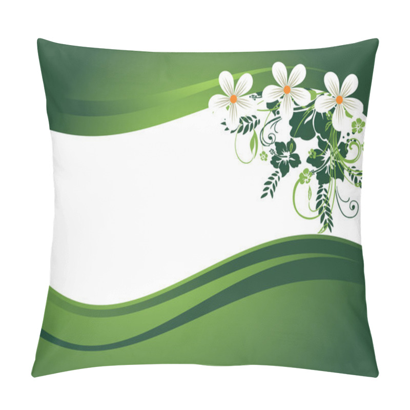 Personality  Green Background With Blossoms Pillow Covers