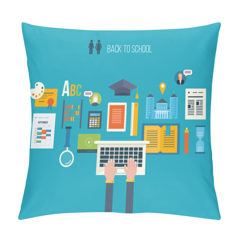 Personality  Distance Education And E-learning Icons Pillow Covers