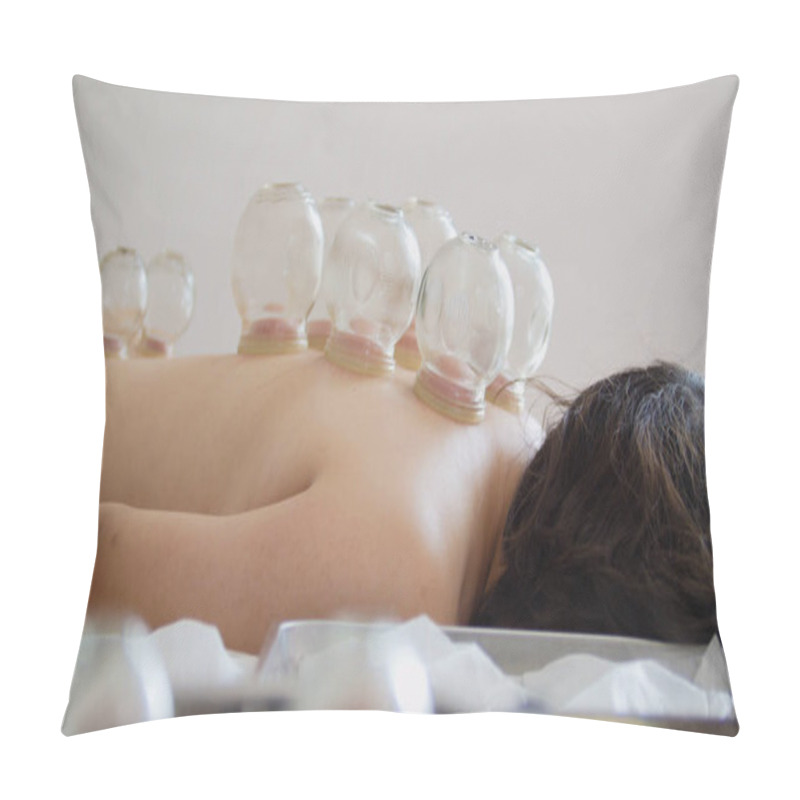 Personality  Medical Glass Cups In The Massage Room On The Background Of Physiotherapy Pillow Covers