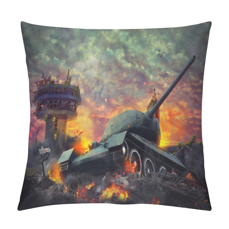 Personality  Tank In An Abandoned Area Pillow Covers