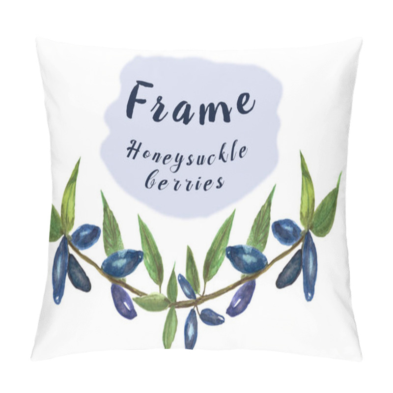 Personality  Semicircular Frame Of Blue Honeysuckle Berries Isolated On White Background Pillow Covers