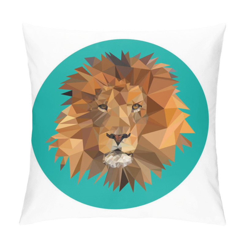 Personality  Polygonal Head Of A Lion On A Turquoise Background Pillow Covers