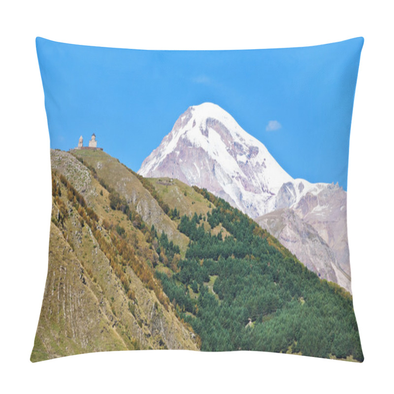 Personality  Gergeti Trinity Church And Mount Kazbek In Georgia Pillow Covers