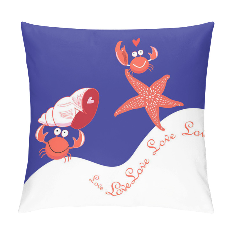 Personality  Greeting Card With Crabs In Love  Pillow Covers