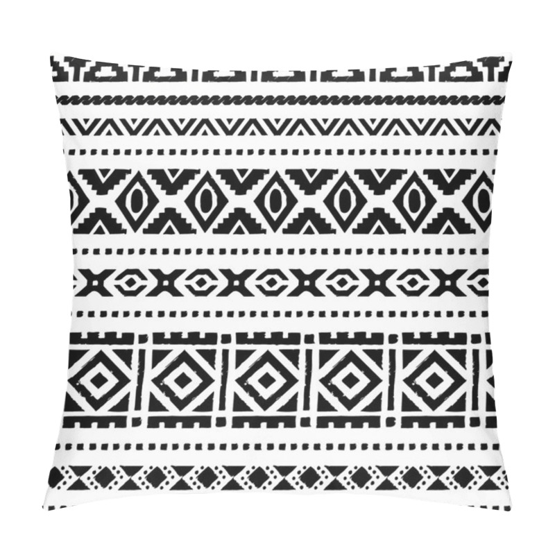 Personality  Black And White Seamless Ethnic Background. Vector Illustration. Pillow Covers