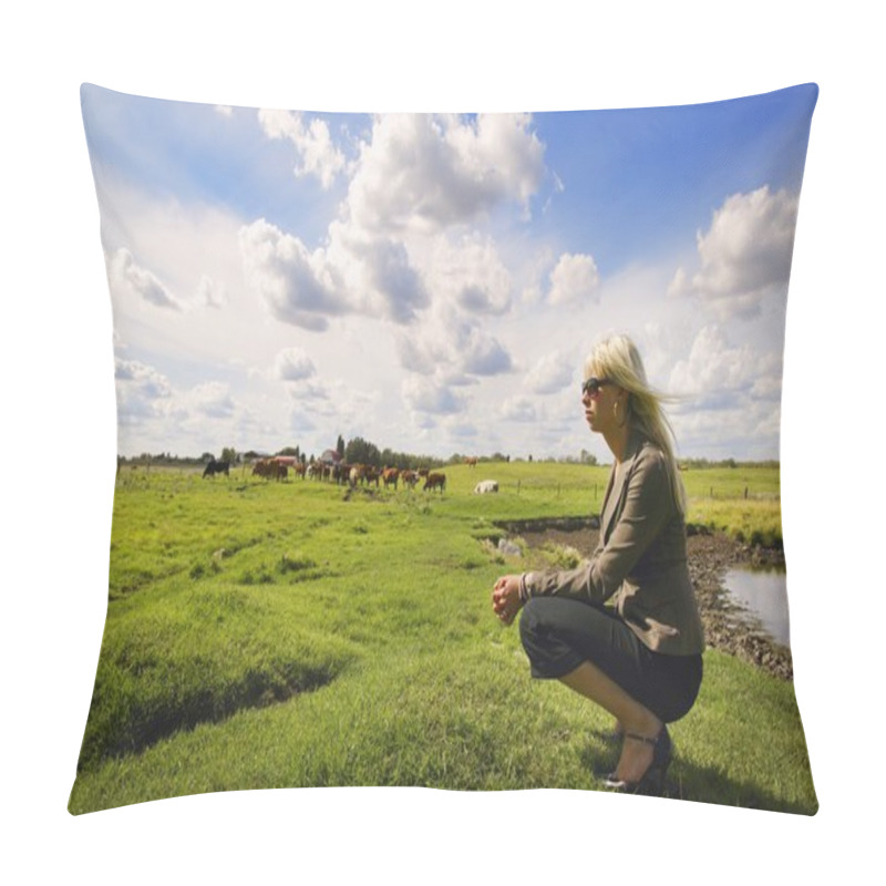 Personality  Woman On A Farm Pillow Covers