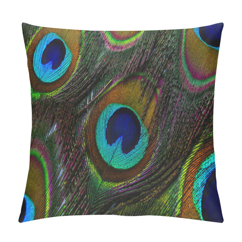 Personality  Beautiful Bright Peacock Feathers As Background, Closeup Pillow Covers