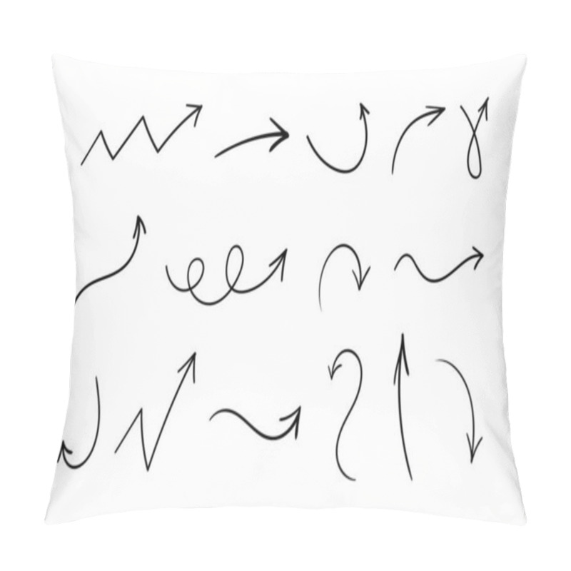 Personality  Hand Drawn Arrows Vector Set. Up, Down, Right, Left Isolated Black Doodle Arrows Pillow Covers