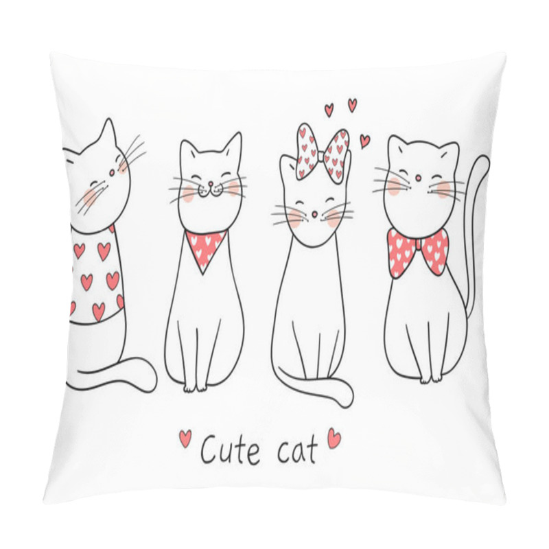 Personality   Draw Cats With Little Heart For Valentine Pillow Covers