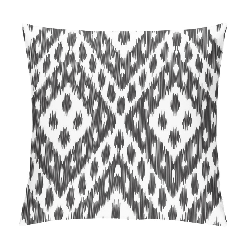 Personality  Abstract Background. Black And White Ikat Seamless Pattern For Textile, Wallpaper, Card Or Wrapping Paper. Pillow Covers