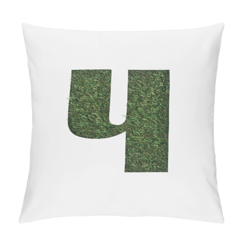 Personality  Cut Out Cyrillic Letter Of Green Grass Isolated On White Pillow Covers