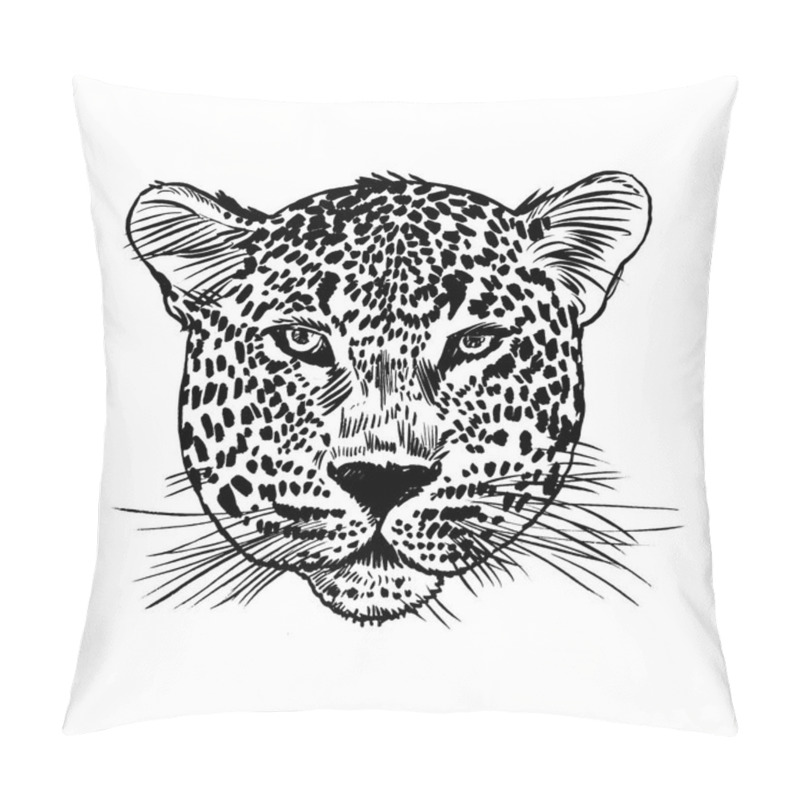 Personality  Leopard Face Tattoo ,Vector Illustration, Print Pillow Covers