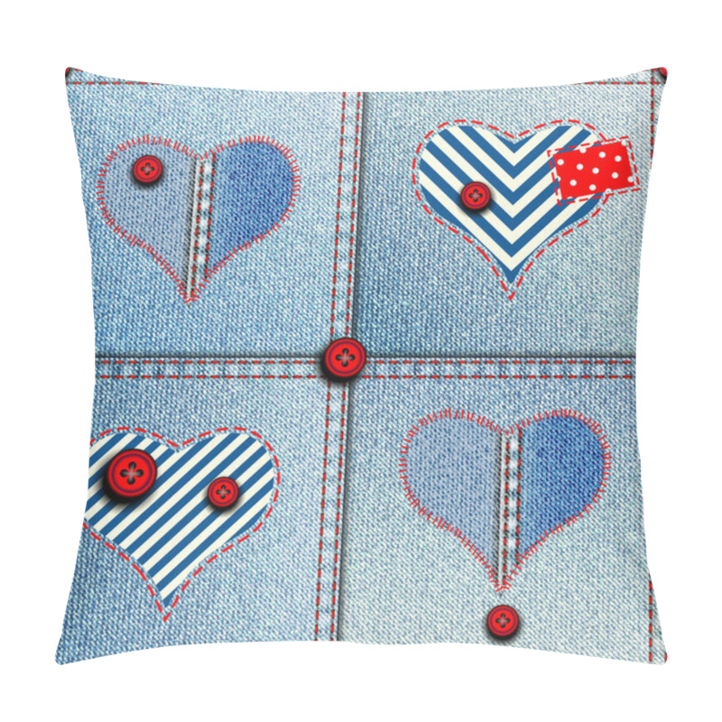 Personality  Patchwork Of Denim Fabric. Pillow Covers