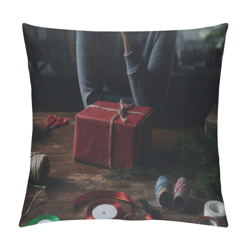 Personality  Woman With Christmas Gift Pillow Covers