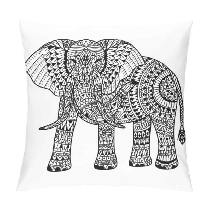 Personality  Hand Drawn Of Elephant In Zentangle Style Pillow Covers