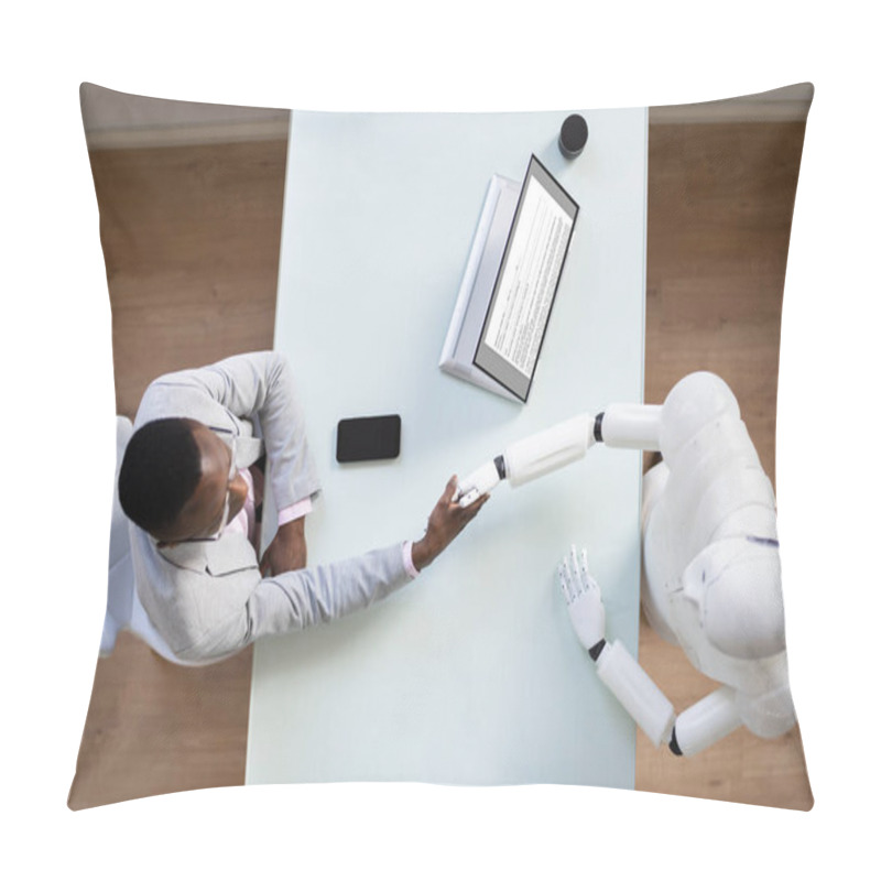 Personality  Artificial Intelligence Robot Recruiting African Job Candidate Pillow Covers