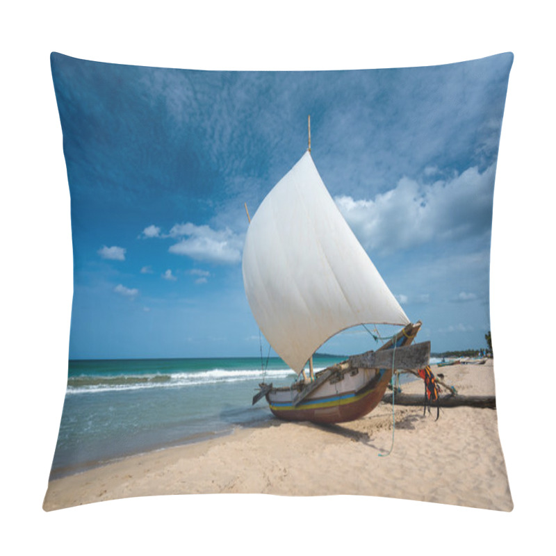 Personality  Boat On Beautiful Beach Pillow Covers