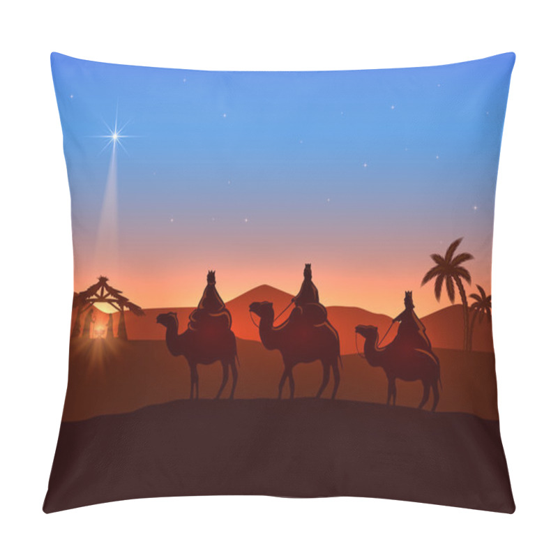 Personality  Christmas Theme With Three Wise Men And Shining Star Pillow Covers