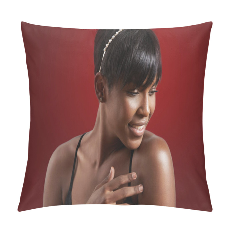 Personality  Black Woman Touching Shoulder Pillow Covers