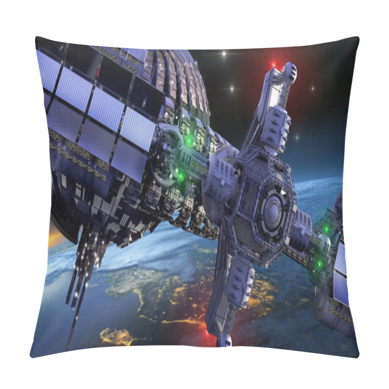 Personality  Near Earth Spaceship With Gravitation Wheel  Pillow Covers