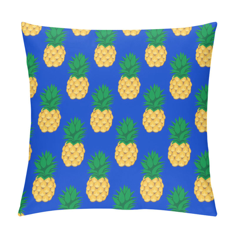 Personality  Pineapple Fruit Contour Abstract Seamless Pattern On Blue Background. Available In High-resolution Jpeg In Several Sizes & Editable Eps File, Can Be Used For Wallpaper, Pattern, Web, Blog, Surface, Textures, Graphic & Printing Pillow Covers