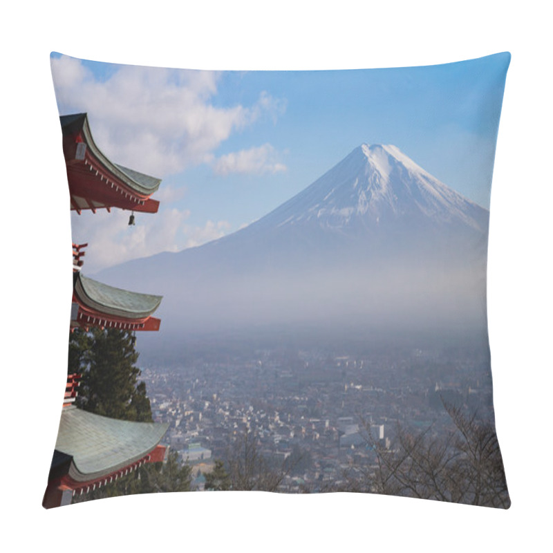 Personality  Fuji Volcano Mountain Behind Red Pagoda Pillow Covers