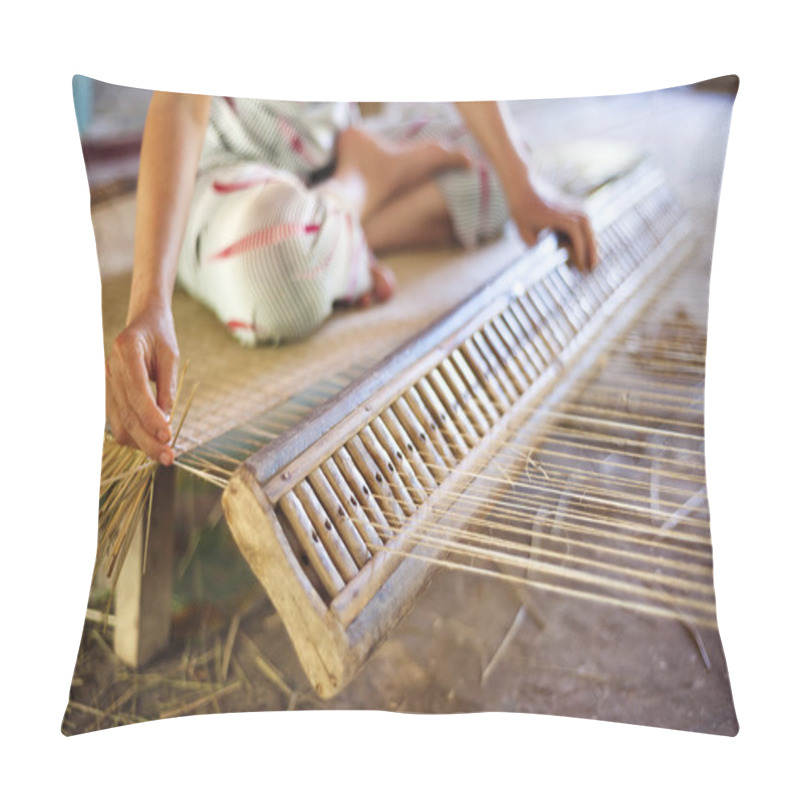 Personality  Vietnamese Woman Weaving A Mat Pillow Covers