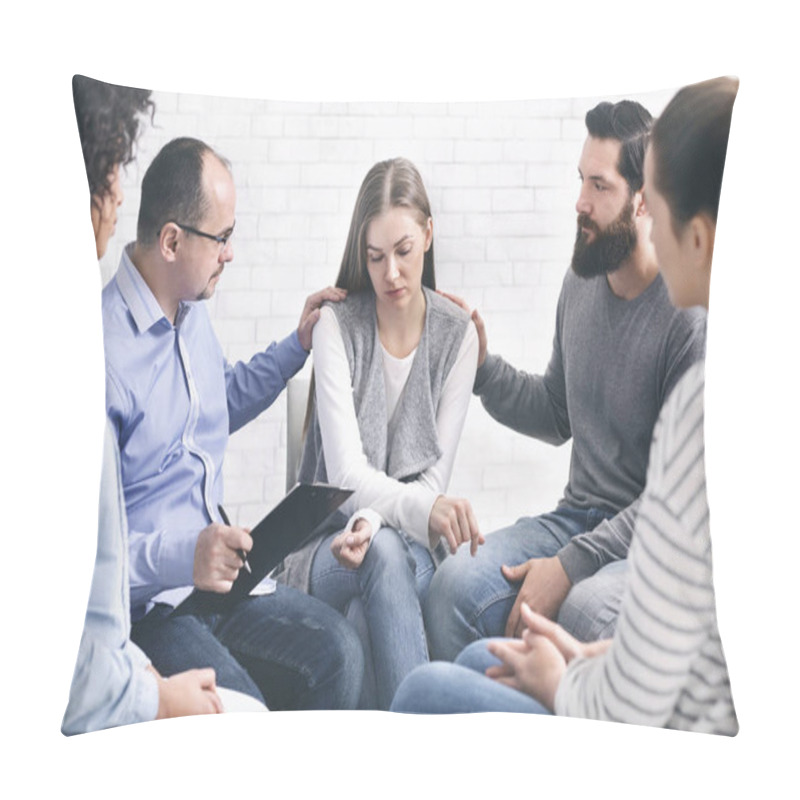 Personality  Domestic Violence Victim On Therapy With Support Group Pillow Covers