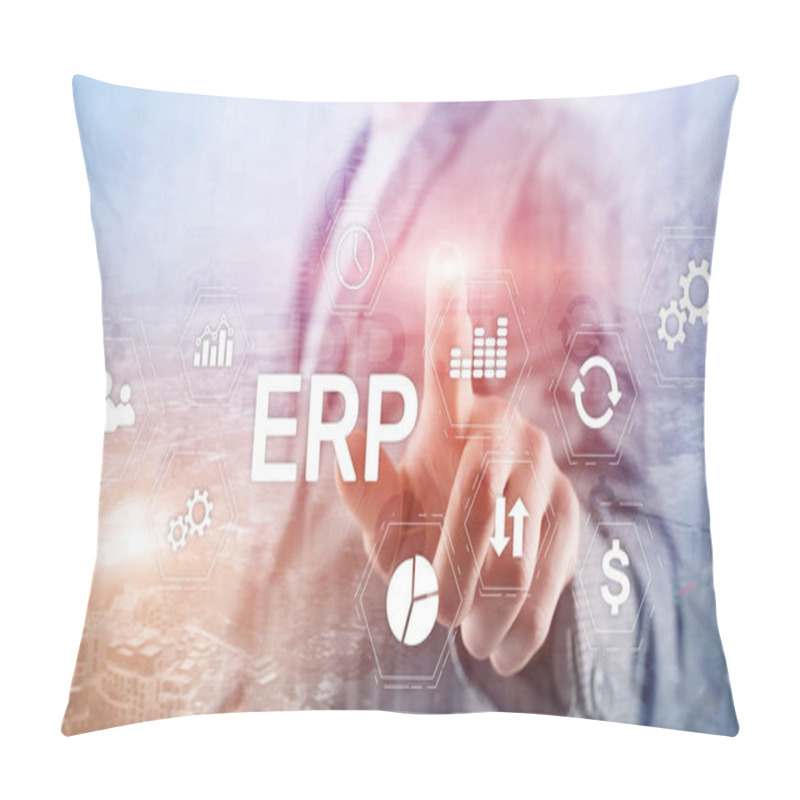 Personality  ERP System, Enterprise Resource Planning On Blurred Background. Business Automation And Innovation Concept. Pillow Covers