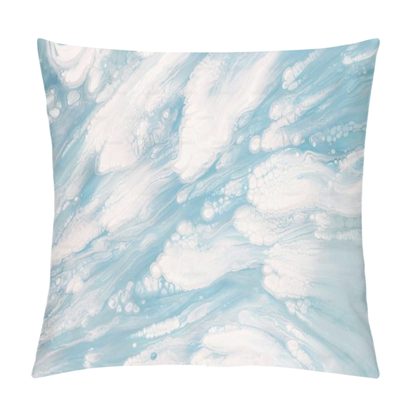 Personality  Abstract Blue Wave Patterns With White Accents In A Fluid Art Style. Pillow Covers