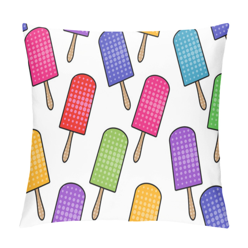 Personality  Ice Cream Seamless Pattern In Pop Art Style. Popsicle. Ice Cream On A Stick. Vector Illustration. Pillow Covers