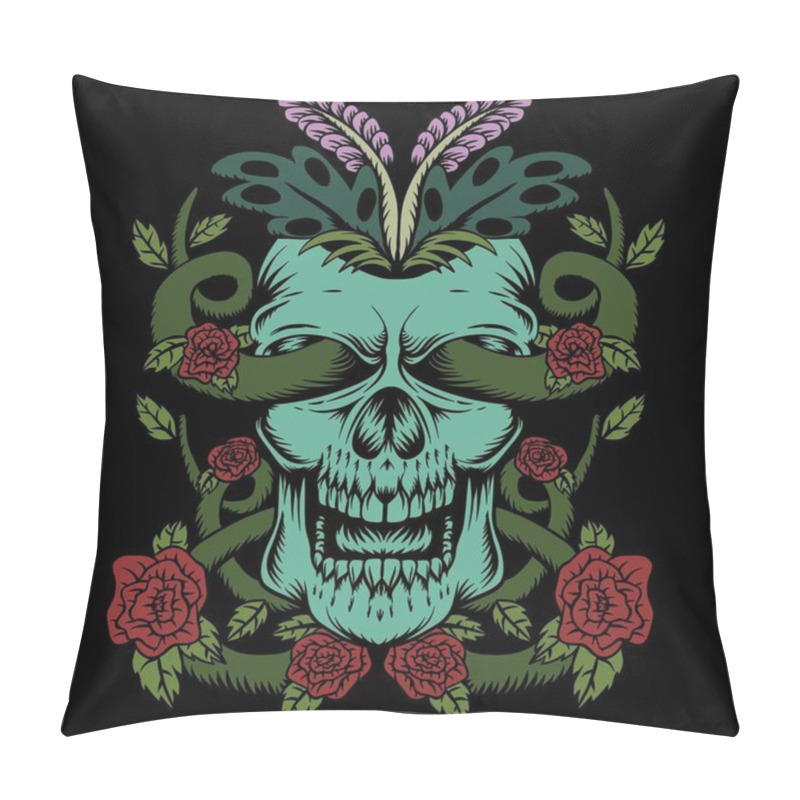 Personality  Skull Rose Decoration Vector Illustration Pillow Covers