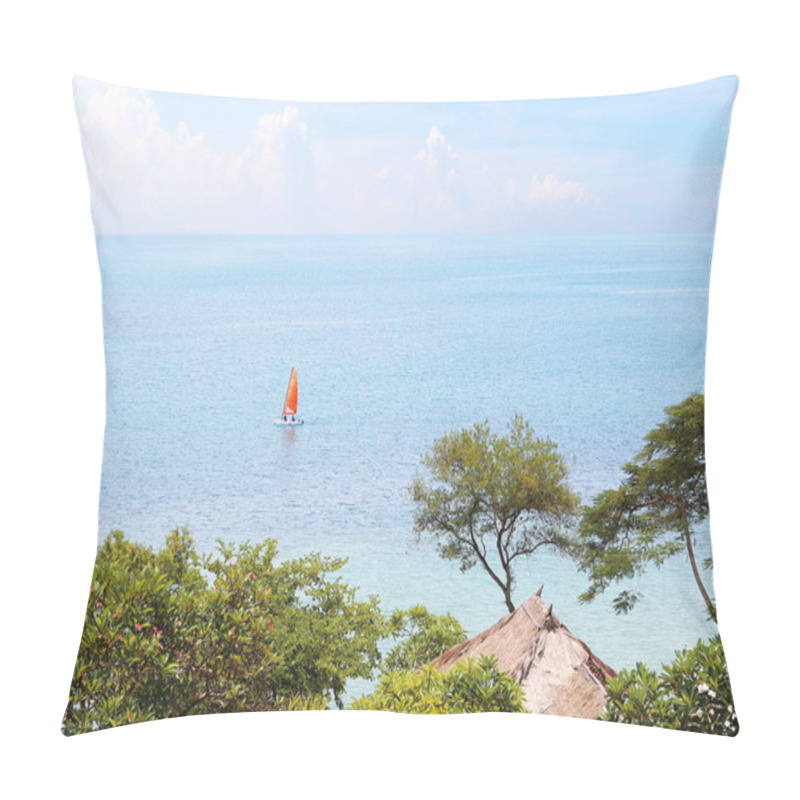 Personality  Red Boat And Blue Water Ocean Pillow Covers