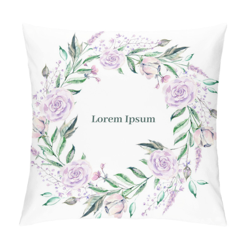 Personality  Watercolor Wreath For Wedding Or Romantic Design. Floral Composition, Natural Beauty. Hand Drawn Illustration. Pillow Covers